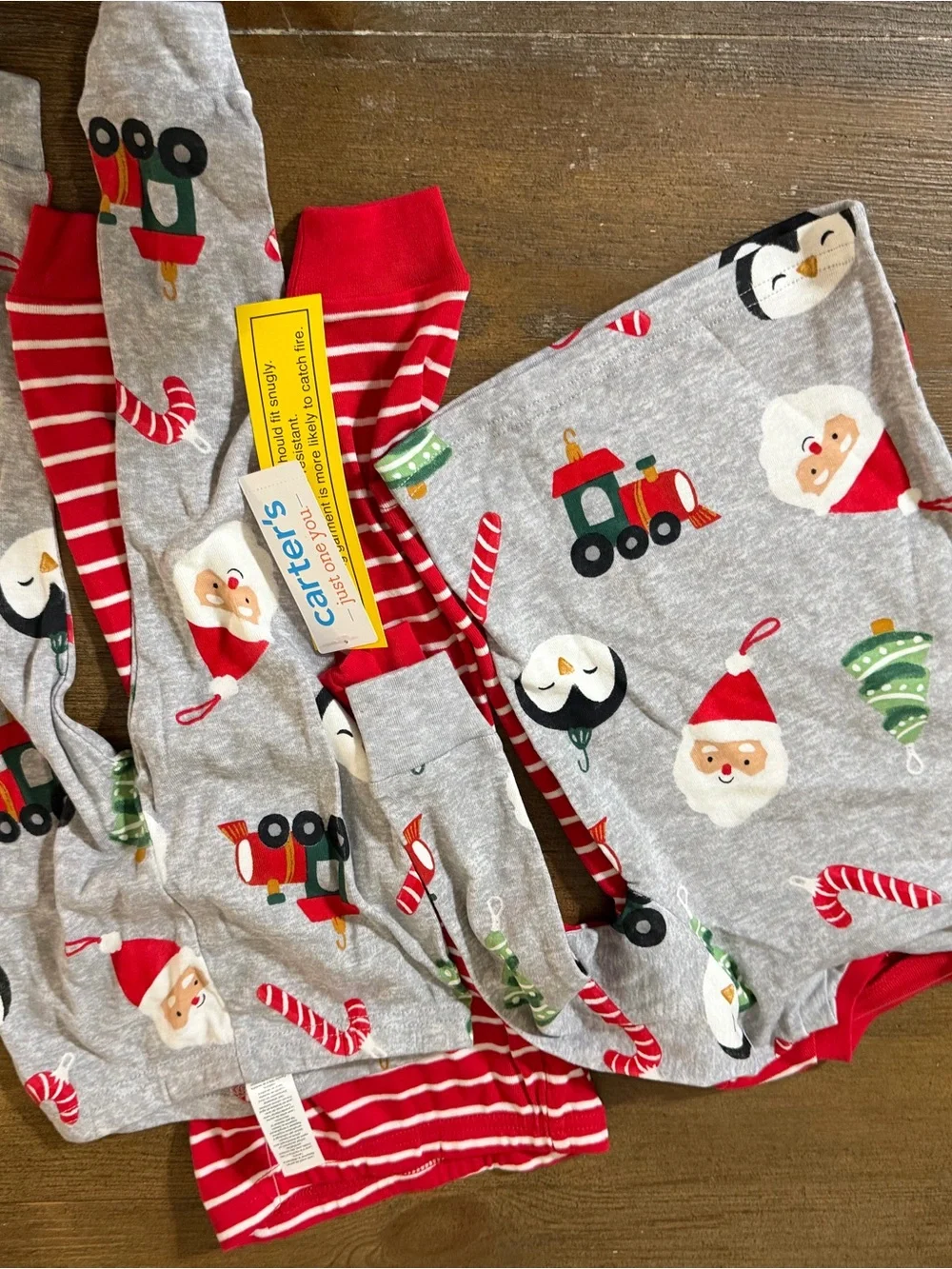 Carter’s 4pc Christmas Santa & Ornament Print Long Sleeve Cotton Pajama Set